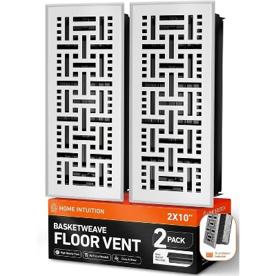 Home Intuition Basketweave Floor Vent Covers 4X12 Inch Floor Register with Mesh Cover Trap Heat and Air Walkable Metal Floor Vent for HVAC Duct, White