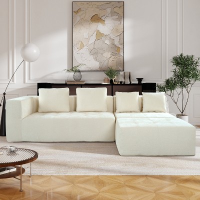 110"W Modern Large Modular Sofa, 3-Piece Set with Free Combination, Includes 4 Pillows, Ideal for Living Room, Bedroom, Apartment-ModernLuxe