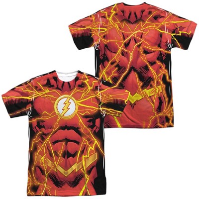Men's Jla Flash 52 Bolt (Front Back Print) Short Sleeve Costume T-Shirt
