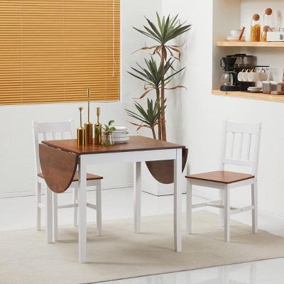 Dining Table Farmhouse with Drop Leaf Design and Solid Wood Frame for Small Spaces 55.12in-3irtyhousy