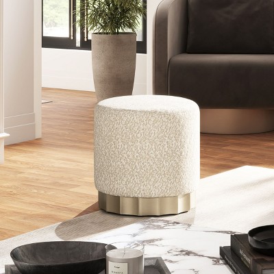 PAGED 18.5 Inch Boucle Fabric Ottoman, Modern Low Cushion Footrest Ottoman with High-density Foam for Living Room, Bedroom