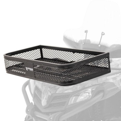 Titan Ramps Universal ATV/UTV Front Cargo Basket Rack with 100 Pound Capacity and Steel Construction for Carrying Buckets, Coolers, or Gear
