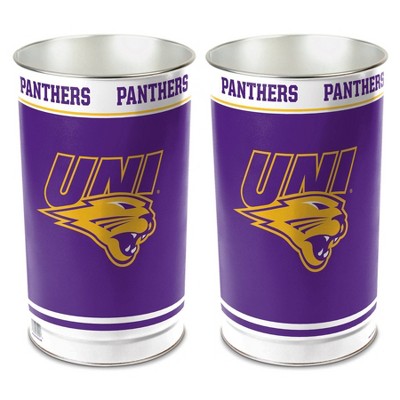 NCAA Northern Iowa Panthers Waste Basket: Indoor Tin Trash Can, Open Top Design