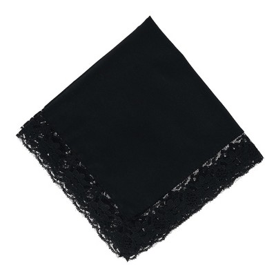 CTM Women's Ebony Lace Border Handkerchief