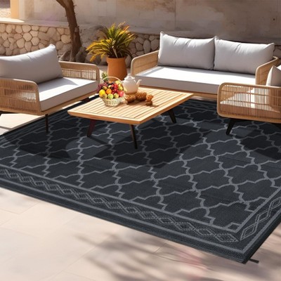 Waterproof Patio Rug Mat Outdoor Carpet Reversible RV Camping Portable Picnic Plastic Straw Rug Outside Area Rug for Balcony Deck Backyard Patio