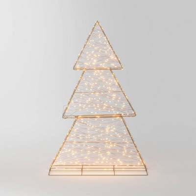 LED Champagne Metal Tree Christmas Novelty Sculpture Light with White Color Light Bulb - Wondershop™
