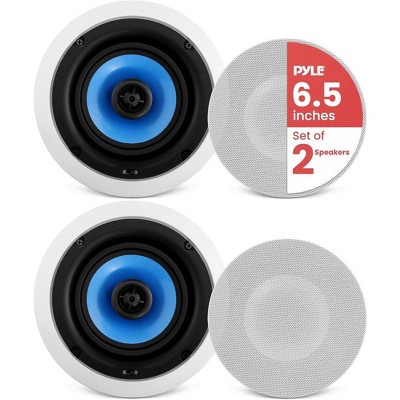 Pyle 6.5" Home In-Wall/Ceiling Speakers - 2-Way Stereo, 250W Power, Flush Mount, PIC6E