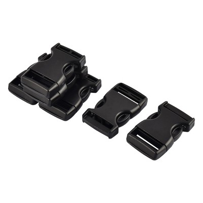 Unique Bargains Fit for 1'' Width Suitcase Backpack Bag Strap Plastic Side Quick-Release Buckle Black 6 Pcs