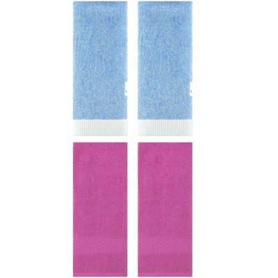 REGALWOVEN 4 Pcs Solid Textured Cotton Soft Absorbent Decorative Hand Towel