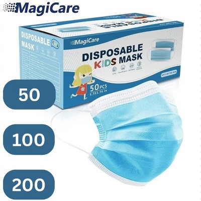 MagiCare - Kids Disposable Face Masks for Ages 4–12 - 3-Layer Breathable Youth Masks - 50ct Box