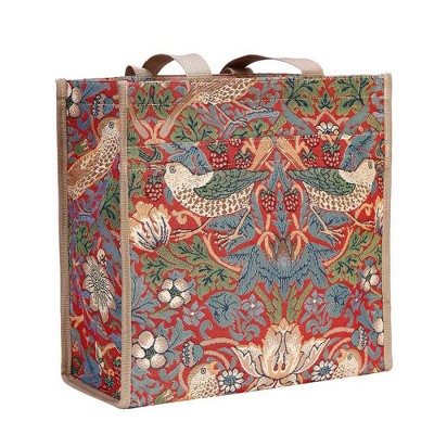 Signare USA William Morris Strawberry Thief Red Shopper Bag