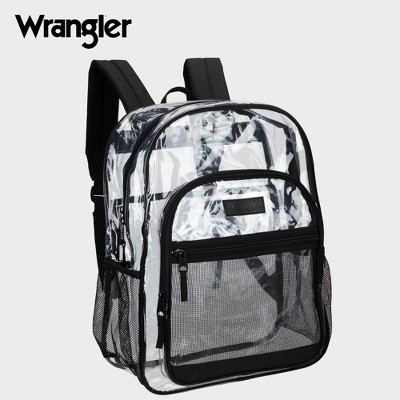 Wrangler 18.5" Dome Clear Backpacks, Water-Resistant Durable Clear Bags, See Thru Bag for Travel, Casual Use, Stadiums, Concerts