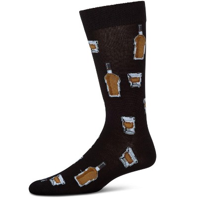 Memoi Whiskey Bar Conversational Bamboo Blend Crew Socks
