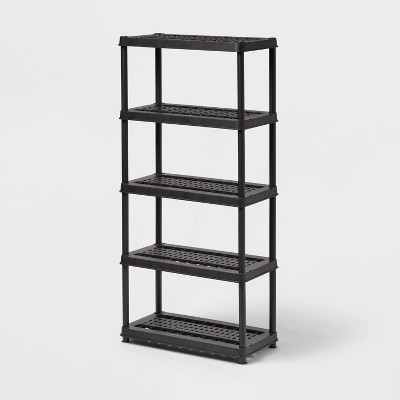 5 Tier Plastic Shelf Unit Black - Brightroom™: Utility Storage Shelving, 5 Open Shelves, 150 lb Capacity, 73.5" Height