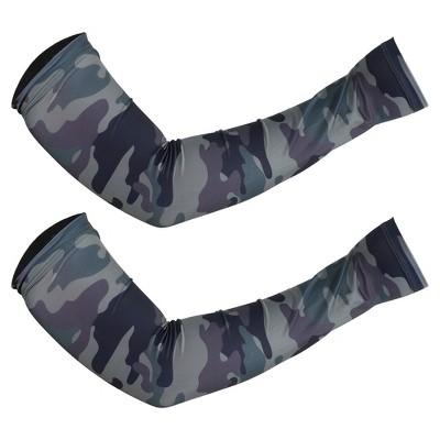 Unique Bargains Basketball Sports Camouflage Cooling Arm Elbow Compression Sleeve Green-gray-blue 1 Pair