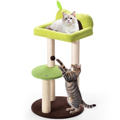 SUGIFT Multi-Level Cat Tree with Sisal Scratching Posts, Plush Perch, Bouncy Ball and Sturdy Base