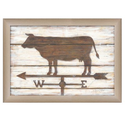 Gulches Series "Farmhouse Cow" in by Annie LaPoint 1 Piece Beige Frame Printed Wall Art Rustic Poster Art Print 15 in. x 1 in.
