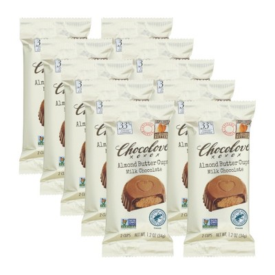 Chocolove Almond Butter Cups Milk Chocolate - Case of 10/1.2 oz