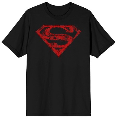 DC Comic Book Superman Red Logo Mens Black Graphic Tee