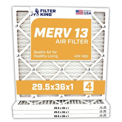 Filter King 29.5x36x1 Air Filter | 4-PACK | MERV 13 HVAC Pleated A/C Furnace Filters | MADE IN USA | Actual Size: 29.5 x 36 x .75"