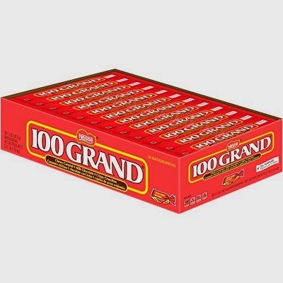 100 Grand 12/16/24/36 Pack Full Size Chocolate Candy With Rice & Caramel Bar 1.5oz Each - Bulk Packaging