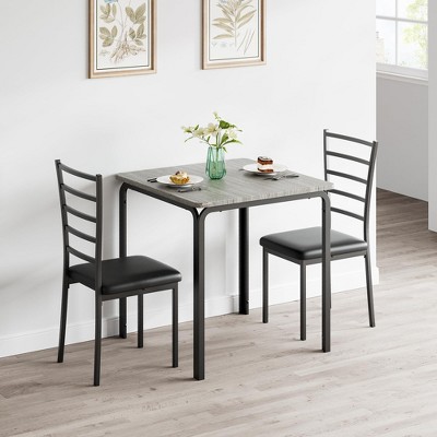 GustoWave Dining Table Set for 2 Person Seat, with 2 Upholstered Chairs