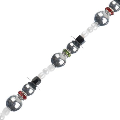 Crystal Lane DIY Mixed Material Silver Snowmen Stack 7" Designer Holiday Christmas Bead Strand