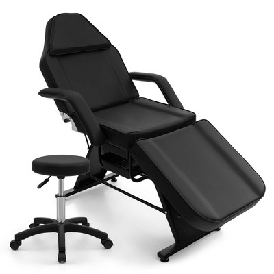 Costway 72" Massage Bed with Hydraulic Stool Adjustable Backrest & Legrest Storage Boxes Black/White/Pink