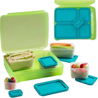 Bentology Bento Lunch Box Set w 5 Leakproof Snack Containers & Built-In Utensil Holder- Meal Prep Made Easy w Reusable, Kid's Back to School or Office