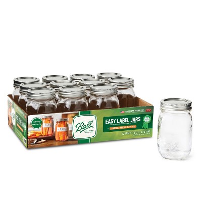 Ball 12ct Smooth Glass Mason Jar with Lid and Band