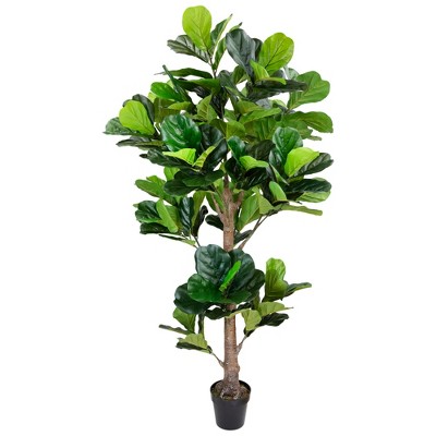 Northlight Potted Two Tone Green Artificial Wide Fiddle Leaf Fig Tree - 6.25'