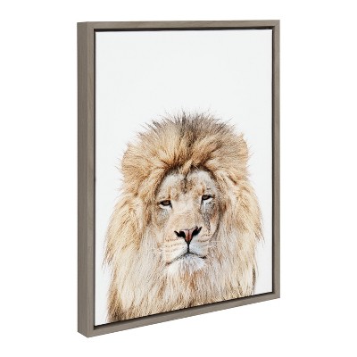 18" x 24" Sylvie Lion Stare Portrait Framed Canvas by Amy Peterson - Kate & Laurel All Things Decor