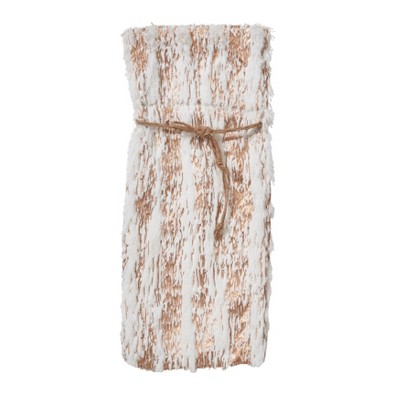 Saro Lifestyle Faux Fur With Brushed Metallic Foil Print Bottle Bag