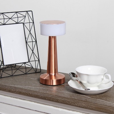 Simple Designs 8.5" Mushroom Magic Dimming and Rechargeable Cordless 4-Way Touch Sensor Saucer Desk Lamp