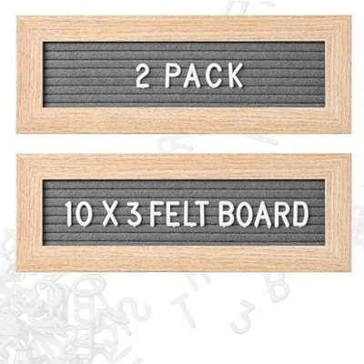 Maplefield Small Felt Letter Board - 2 Pack - Includes Plastic Letters, Numbers, and Emojis - Gray Mini Letter Sign Board