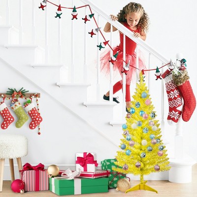 Whisen 2FT Prelit Artificial Christmas Tree with Pine Needle, PVC Branches, LED Lights, Timer, Battery Operated