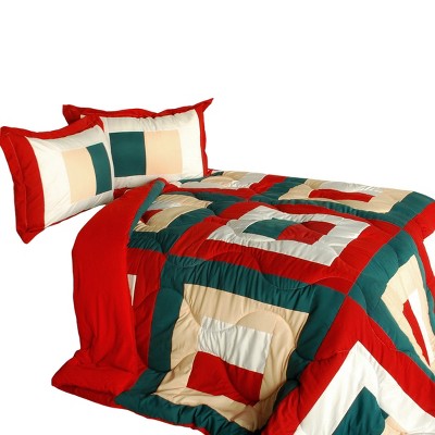 Slickblue Down Alt Bedding Set, Vermicelli Quilting, Patchwork Quilt Look, Full/Queen Size, 6 Different Design Options