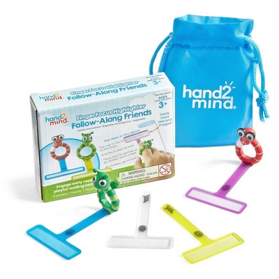 Hand2Mind FingerFocus Highlighter Follow-Along Friends: Educational Props for Preschool Reading Activities, 7 Pieces