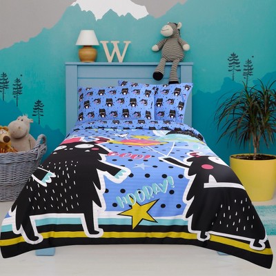 PiccoCasa Twin Polyester Microfiber Monster Pattern Soft Washable Duvet Cover Bedding Sets Multicolor 3 Pcs