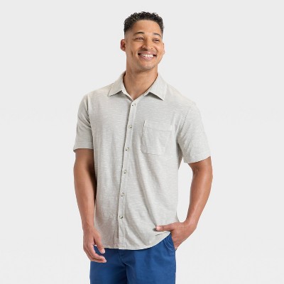 Men's Short Sleeve Slub Button-Down Shirt - Goodfellow & Co™