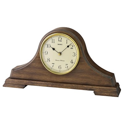 Seiko Ria Wooden Mantel/Shelf Clock, Brown & Black