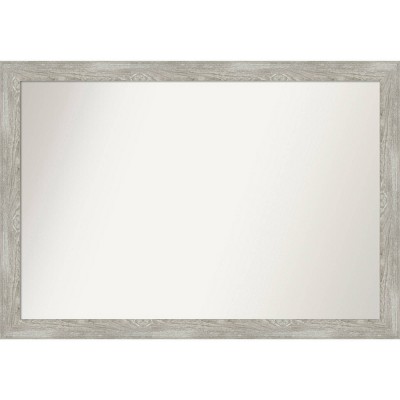 40" x 28" Non-Beveled Dove Gray Wash Narrow Wall Mirror - Amanti Art: Modern Rectangle, Includes Mounting Hardware