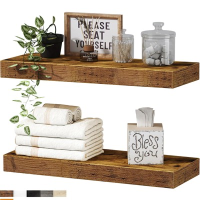 COWLOWN 16 in. Rustic Brown Fiberboard Wall-Mounted Floating Shelf for Home