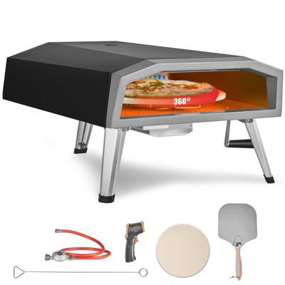 VEVOR Outdoor Pizza Oven, 16-inch, Gas Fired Pizza Maker, Portable Outside Stainless Steel Pizza Grill with 360° Rotatable Pizza Stone