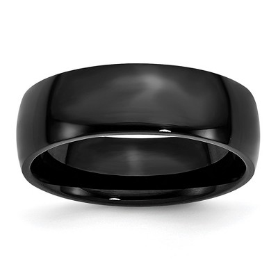 Black Bow Jewelry Men's 7mm Black Plated Stainless Steel Polished Domed Band
