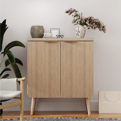 FONTOI 23.6" Storage Cabinet, Sideboard Cabinet with Doors and Shelves, Buffet Cabinet with Waveform Panel for Dining Room, 23.6*11.8*27.6