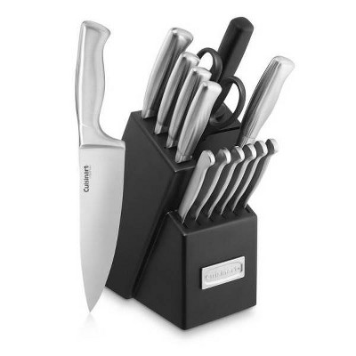 Cuisinart 15pc Stainless Steel Cutlery Block Set - C77SS-15PK: High Carbon, Ergonomic, Rust-Resistant, Forged Knives