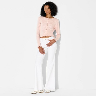 Women's Crewneck Ribbed Cardigan - Wild Fable™