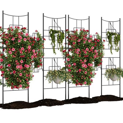 GustoWave Metal Garden Trellis for Climbing Plants Outdoor -Sturdy Plant Trellis Outdoor Supports Vines/Flowers/Vegetables, Rustic Iron Garden Trellis