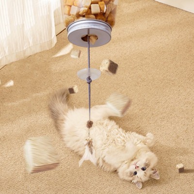 Fairyland™ - Hanging Cat Treat Dispenser Toy with Feather Teaser, Interactive Food Puzzle Feeder